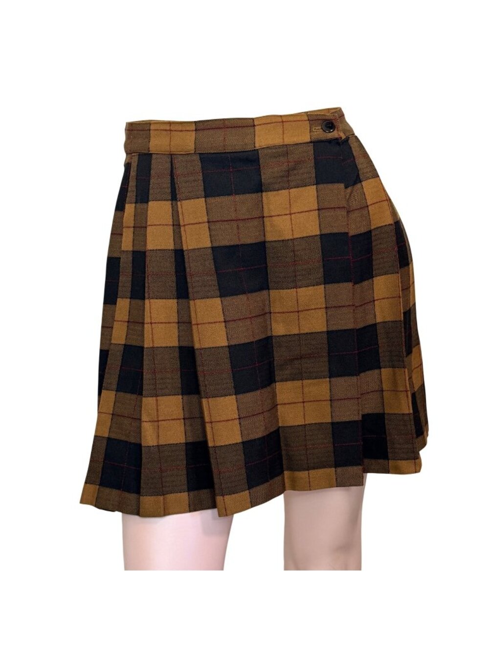Daily Habit Skort Womens 3 Brown Black Plaid Pleated VTG 90s Dark Academia Style